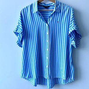 Tommy Hilfiger Blue and White striped cotton shirt - Size L